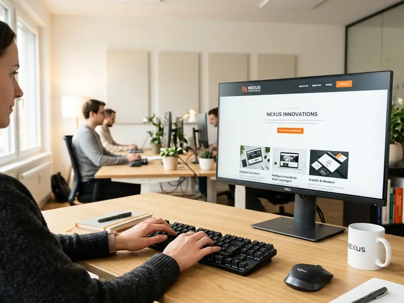Moderne Unternehmenswebsite auf einem Bildschirm